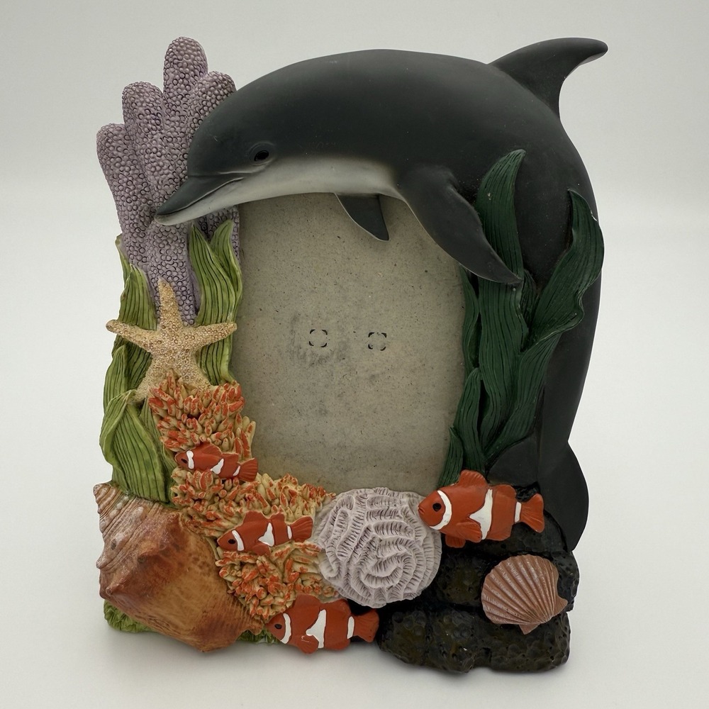 3D Dolphin Coral Reef Picture Frame Fish Nemo Souvenir Beach 3.5" X 5" Photo